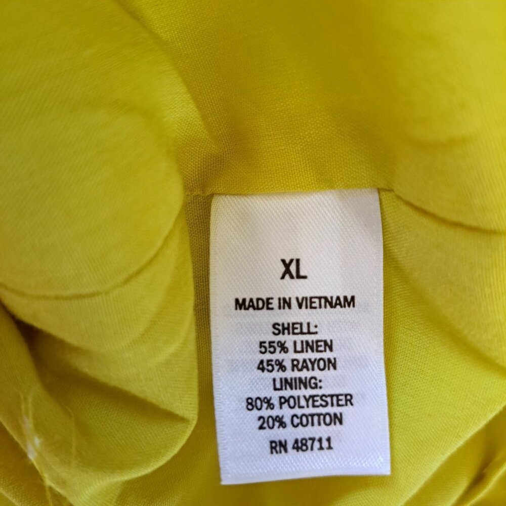 Ophelia Roe Women's Size XL Mustard Yellow Linen Blend V-neck Mini Dress Summer - Picture 8 of 8